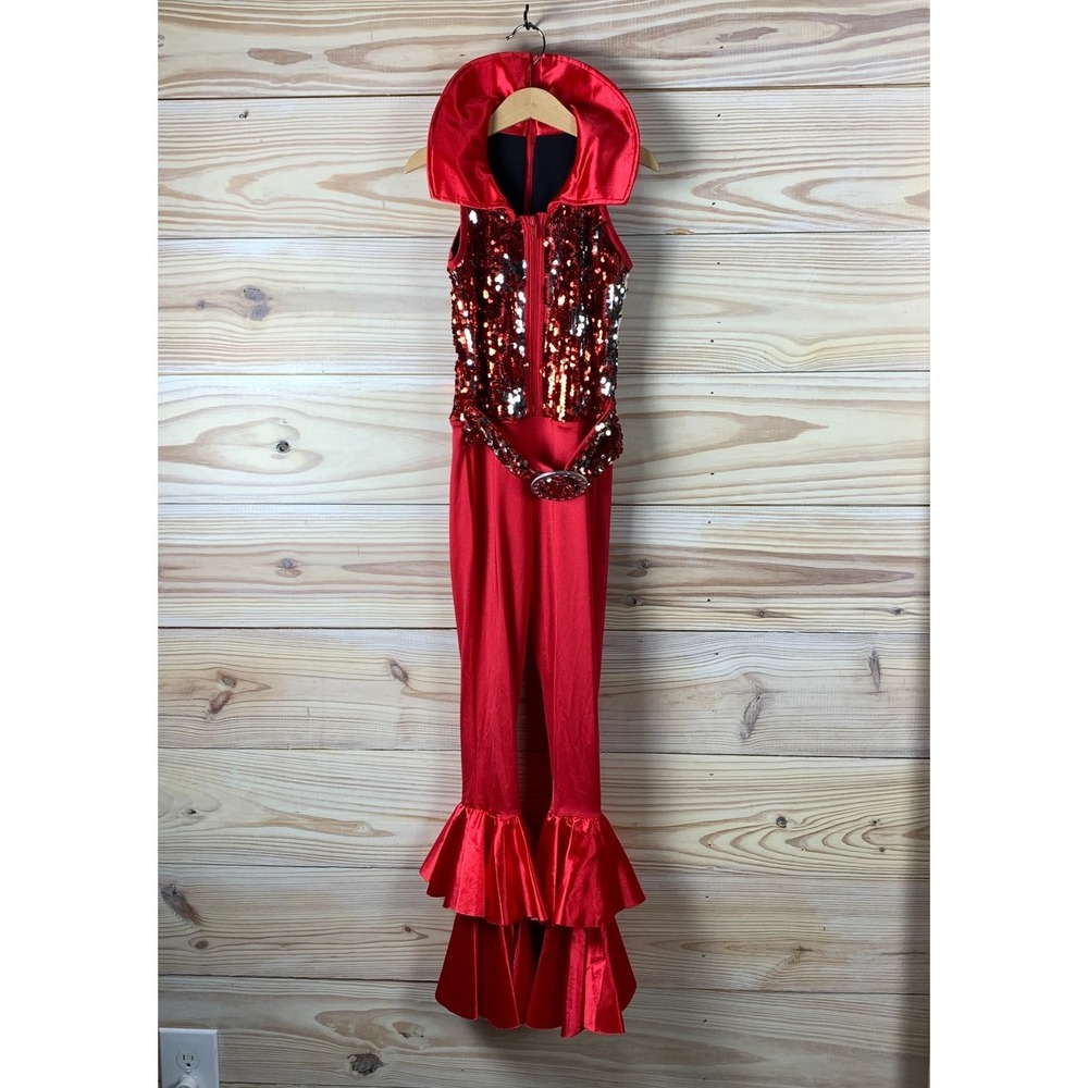 Weissman‎ Dance Costume Girls MC 10916 Pantsuit Ruffle Red Sequin